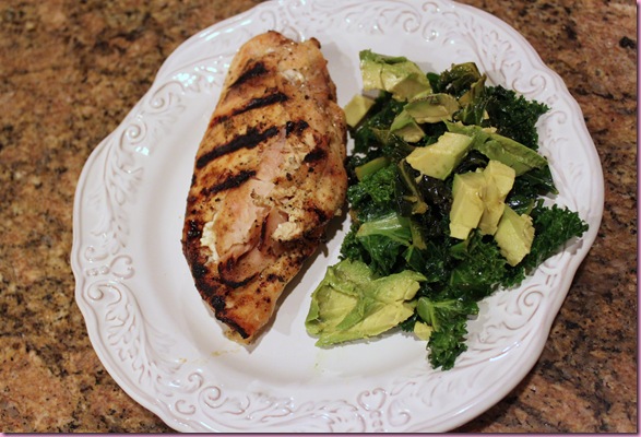 chicken, kale and cado