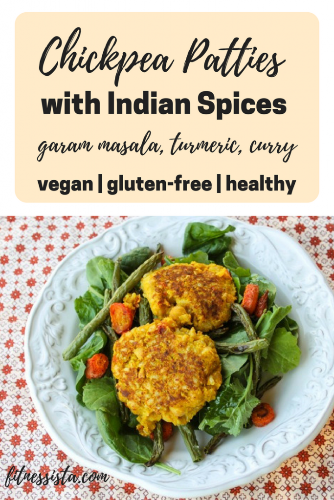 Chickpea patties with Indian spices like garam masala, turmeric and curry
