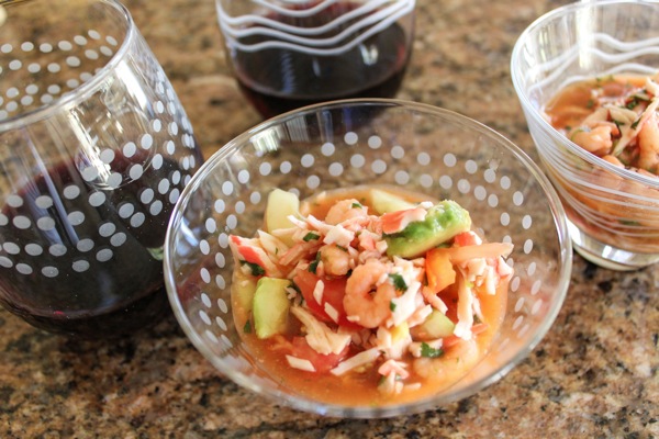 Ceviche and wine