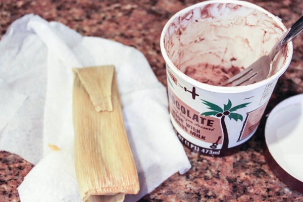 Ice cream and tamale