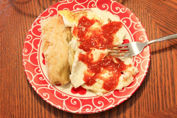 Tamale and eggs