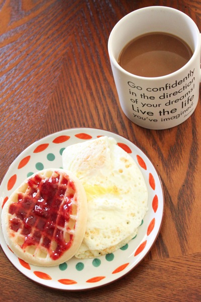 Waffle and eggs