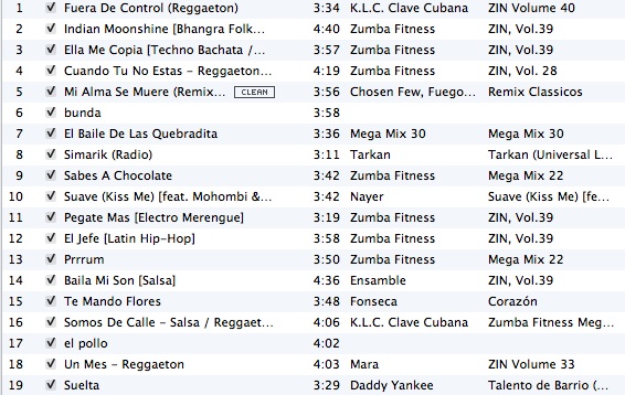 Zumba playlist