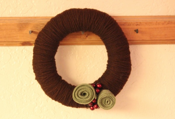 brown yarn wreath
