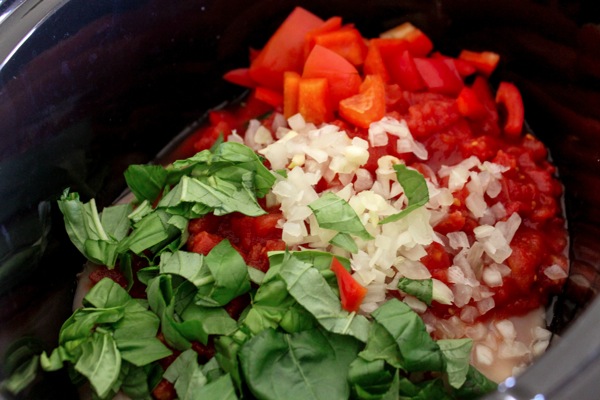 Chicken Cacciatore Ingredients in the Crockpot