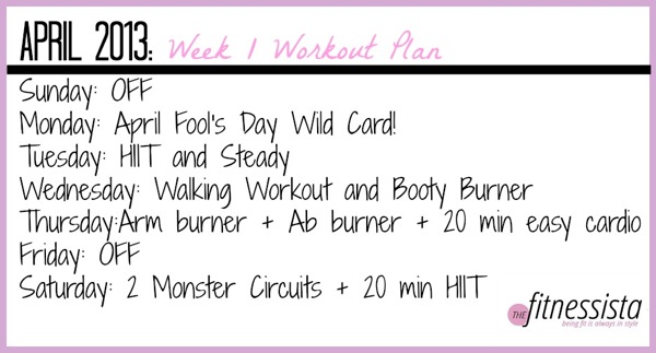 April Week 1 workout plan - The Fitnessista