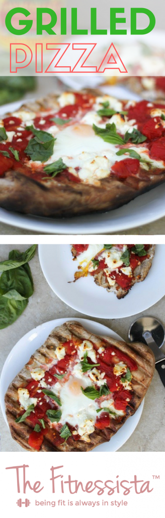 Grilled pizza is perfect for hot summers when you don't want to use the oven! Fresh ingredients and topped with an egg make it best! fitnessista.com