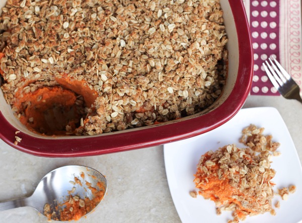 Sweet potato casserole with crumble topping