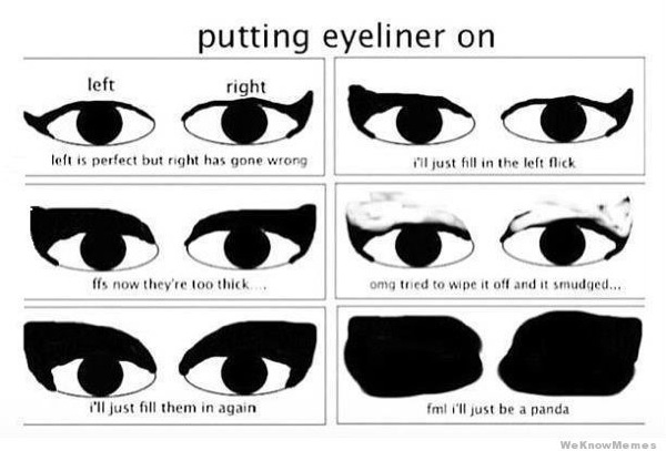 Putting eyeliner on