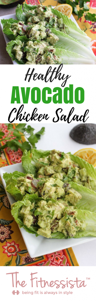 This healthy avocado chicken salad replaces mayo with avocado for a creamy, texture and a boost of nutrients. Serve it on lettuce for a low-carb option.