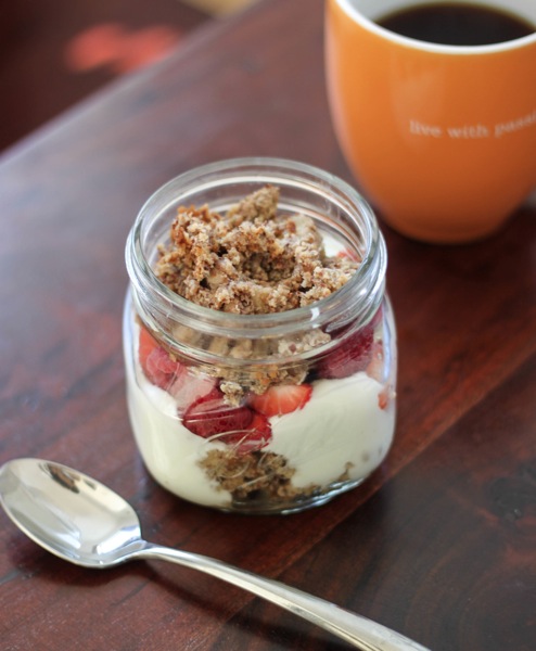 Grain-free banana bread yogurt topping