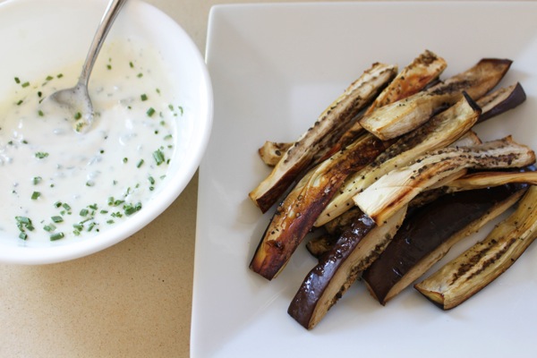 Eggplant fries with yogurt sauce