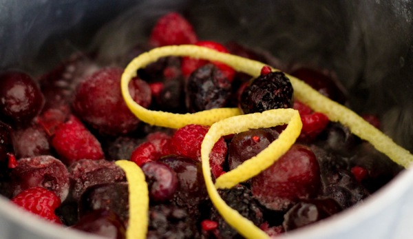 berries and lemon zest