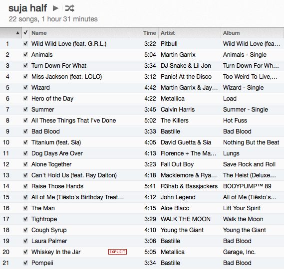 Half marathon playlist