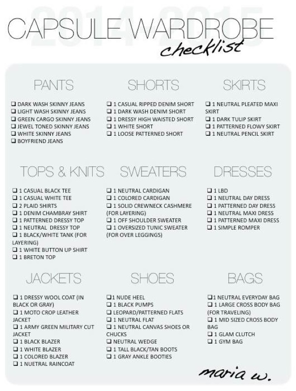 Capsule wardrobe checklist