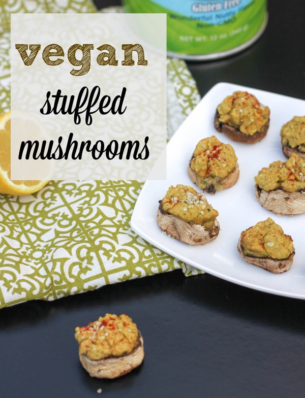 These vegan stuffed mushrooms are hearty and "cheesy" thanks to chickpeas and nutritional yeast in the filling. They are the perfect vegan appetizer for the holidays! #veganappetizer #veganstuffedmushrooms | fitnessista.com