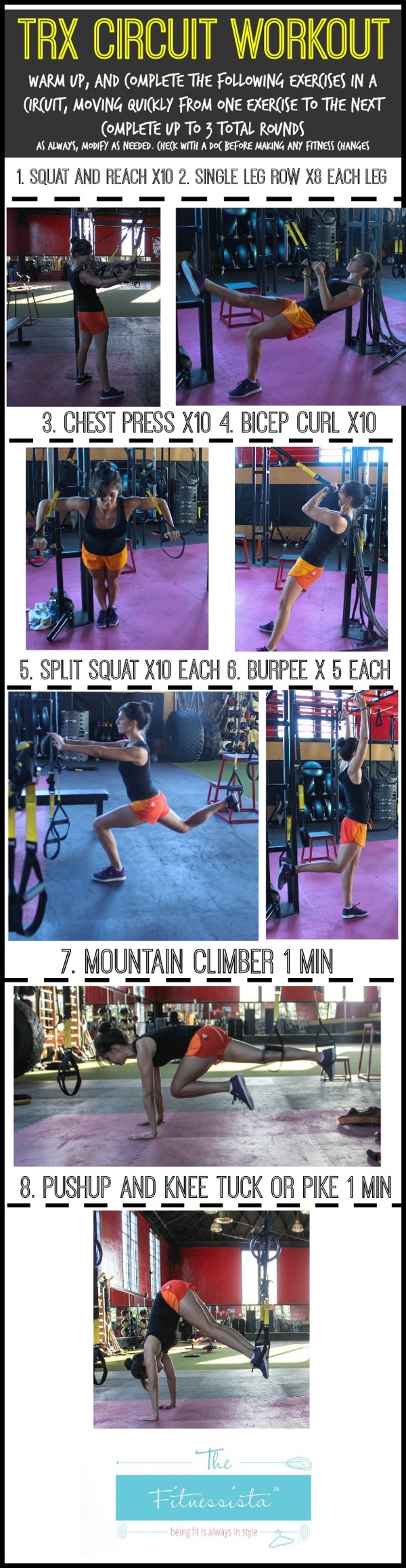 TRX circuit workout - get a killer strength and cardio workout that also works your core! fitnessista.com | #trxworkout #trx #trxhowto