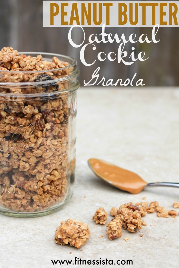 Peanut butter oatmeal cookie granola - healthy homemade granola thats not loaded with sugar like store-bought versions.