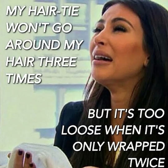 Funny Kim Kardashian crying hair tie