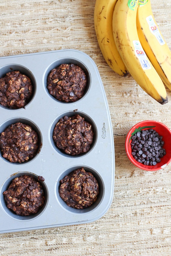 Healthy chocolate banana muffins