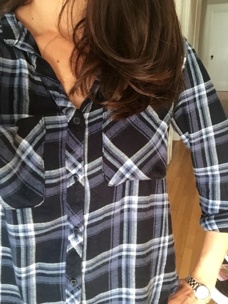 Plaid button down closeup Stitch Fix win