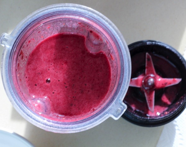 Tart cherry smoothie in blender