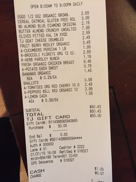 Trader Joe's receipt