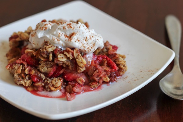 Healthy Strawberry Crumble with Coconut Whip