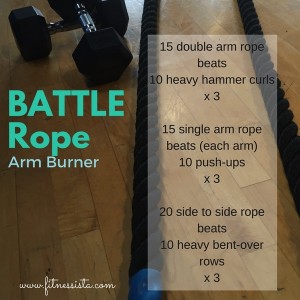 A great way to change up your next strength training session. Battle ropes will define your arms and crush major calories! www.fitnessista.com