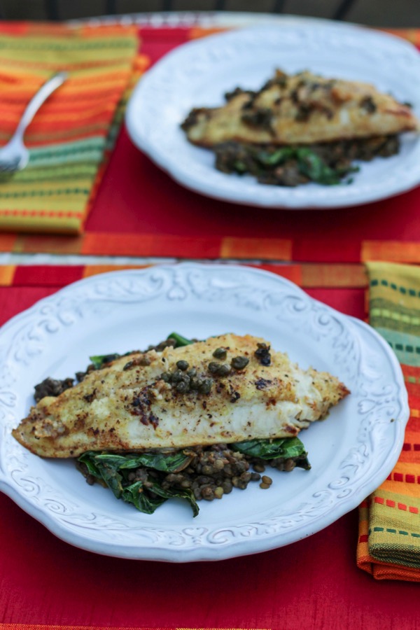 Catfish with lentils