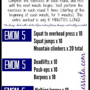 Get in a killer total body workout in only 15 minutes with EMOM. Check out fitnessista.com for all of the details! Can't wait to try this.