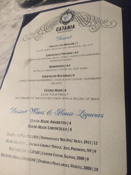 Catania menu