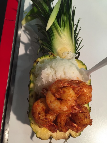 Shrimp stuffed pineapple