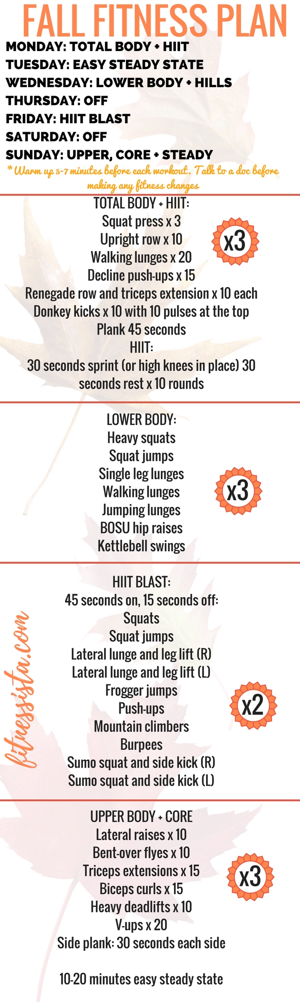 Free Fall Fitness Plan - At Home Workout Plan