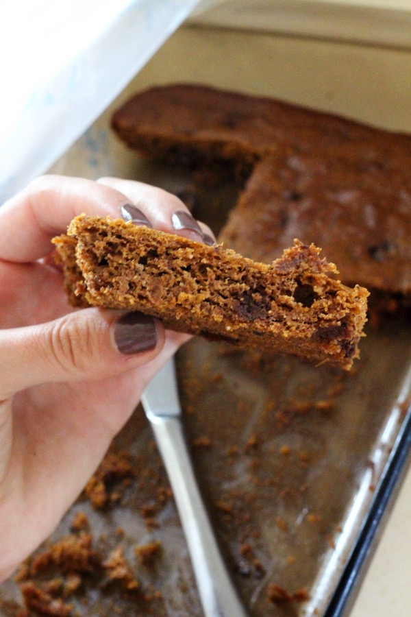 Flourless pumpkin chocolate chip bars