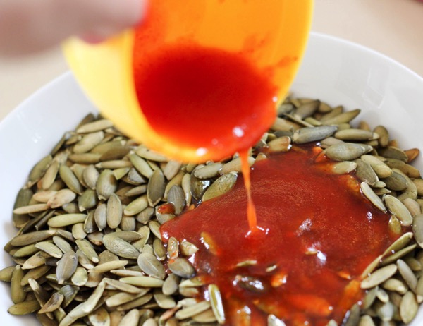 Pumpkin seeds with sriracha