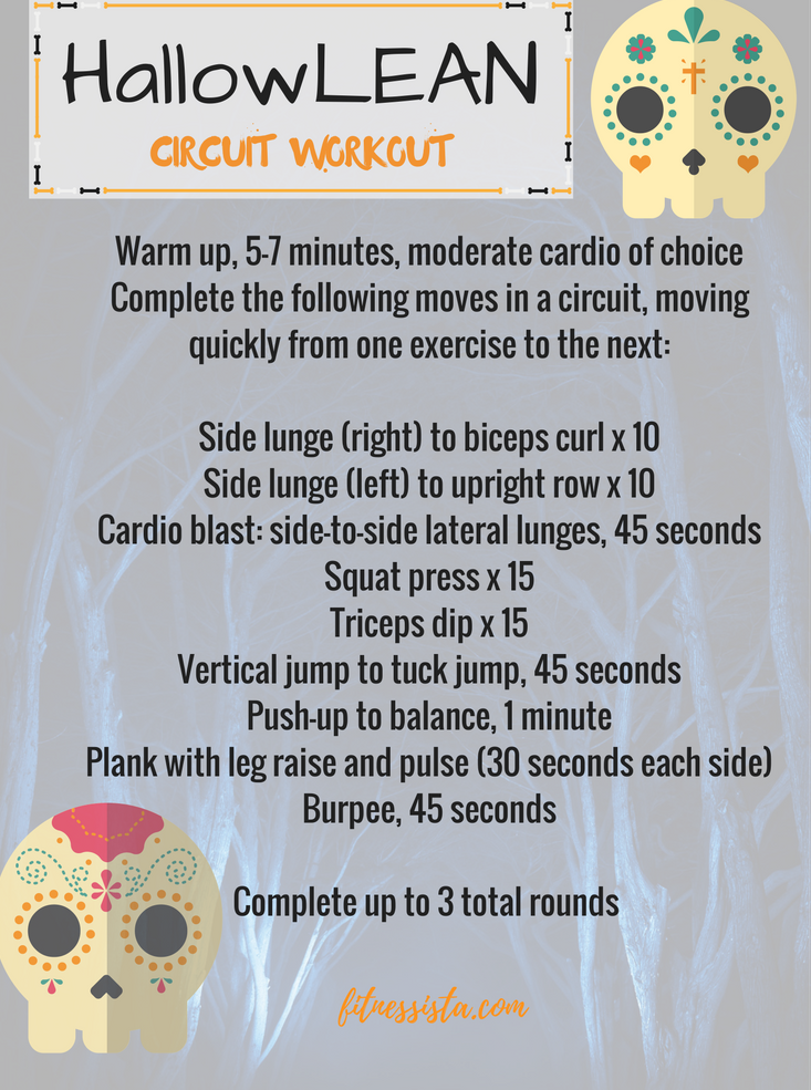 HallowLEAN Circuit Workout! A fun, short and effective workout combining strength with cardio blasts. fitnessista.com
