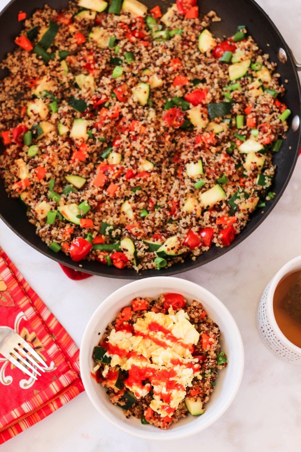 Savory breakfast quinoa closeup