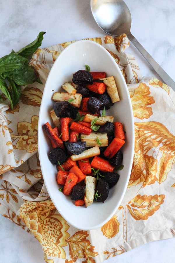 Honey Dijon roasted root vegetables are a perfect, healthy side dish for holidays or Thanksgiving feasts. They're also Paleo and gluten-free! fitnessista.com