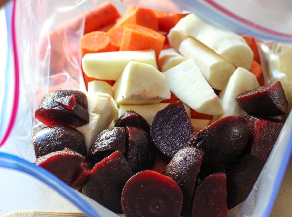 Root veggies in a Ziploc