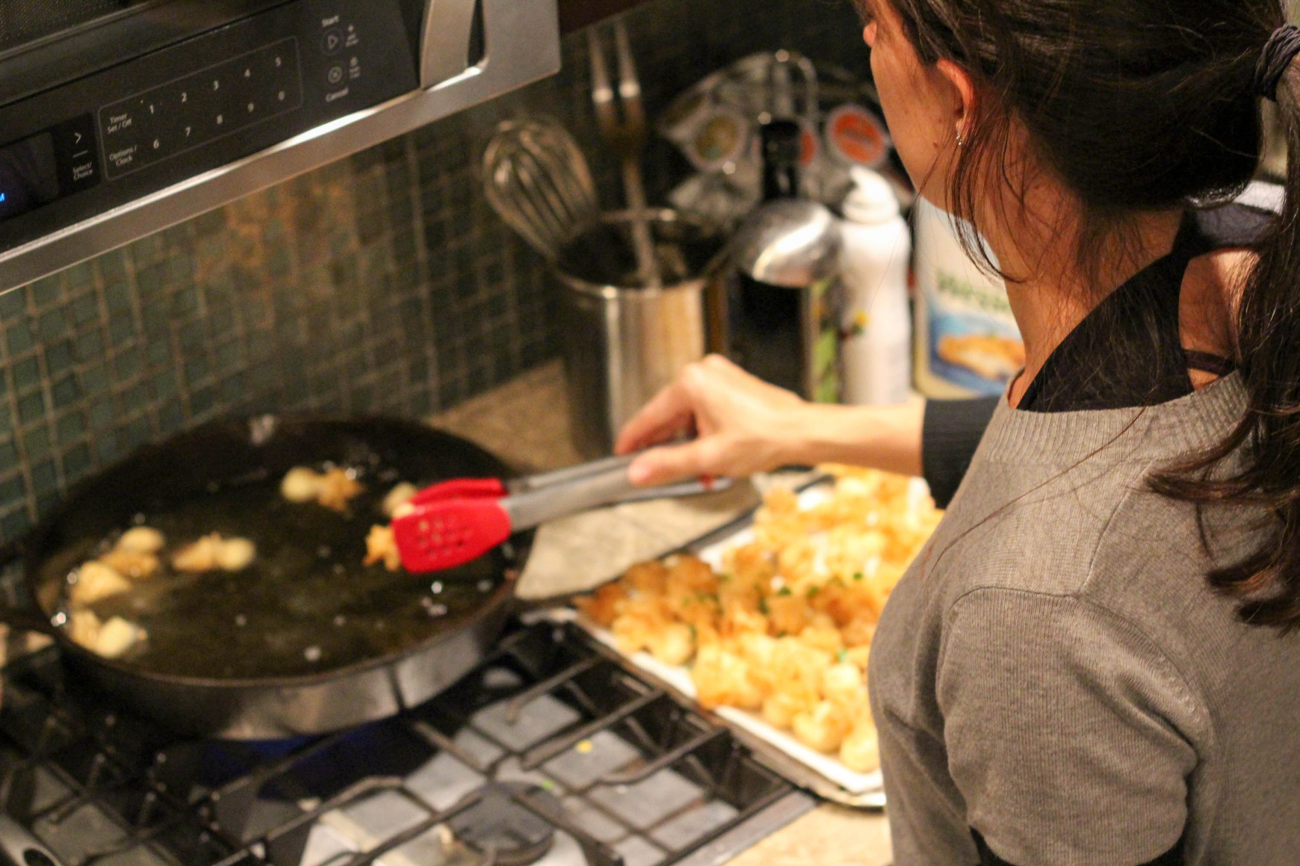 Me frying crab puffs