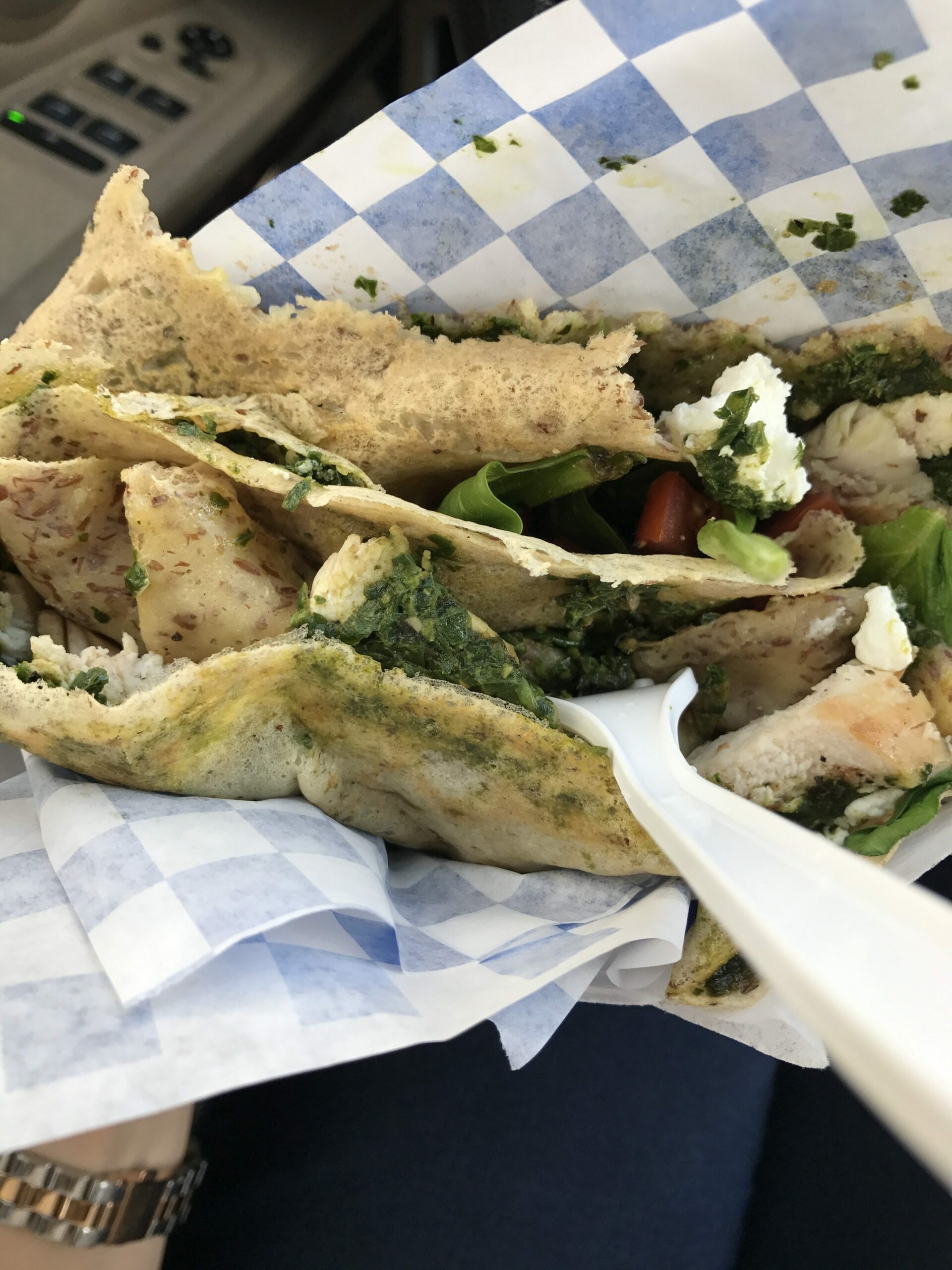 pesto gluten-free crepe with chicken