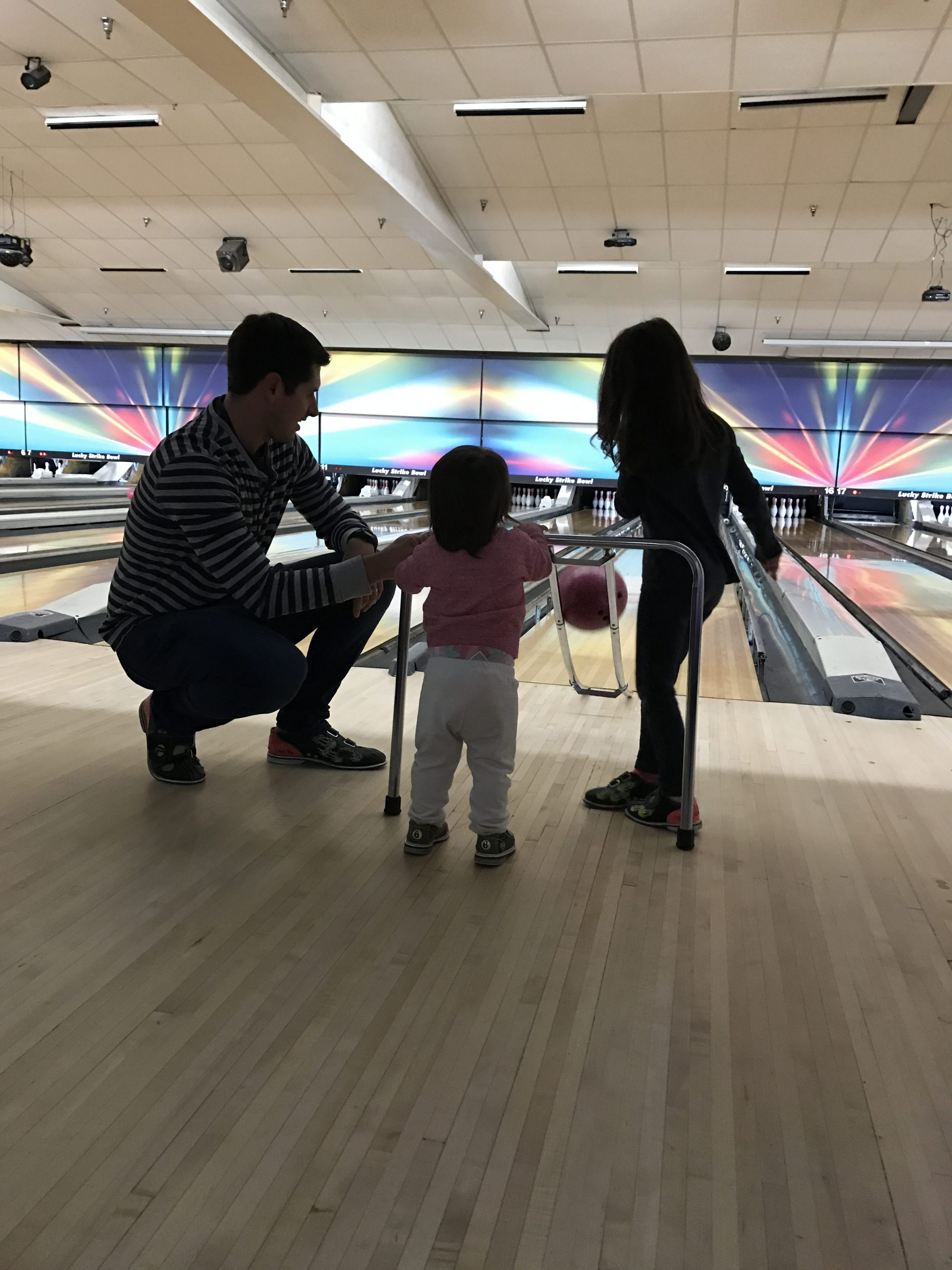 Tom bowling with the girls