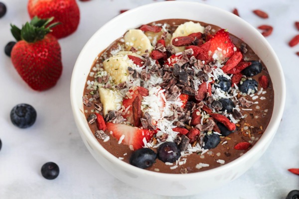 Chocolate protein acai bowl