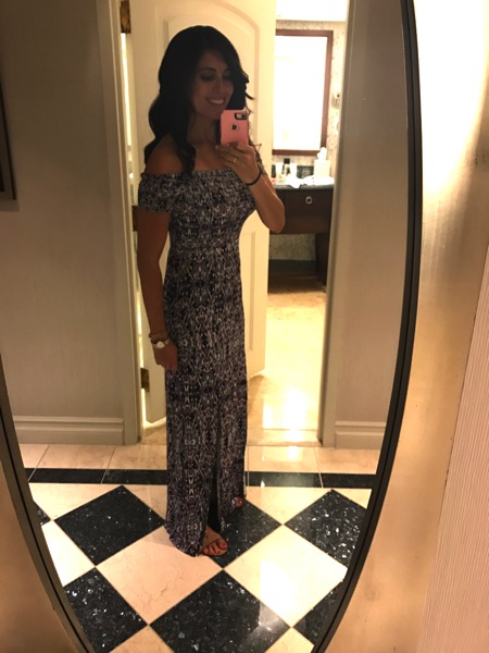 ready for dinner in an Express dress 