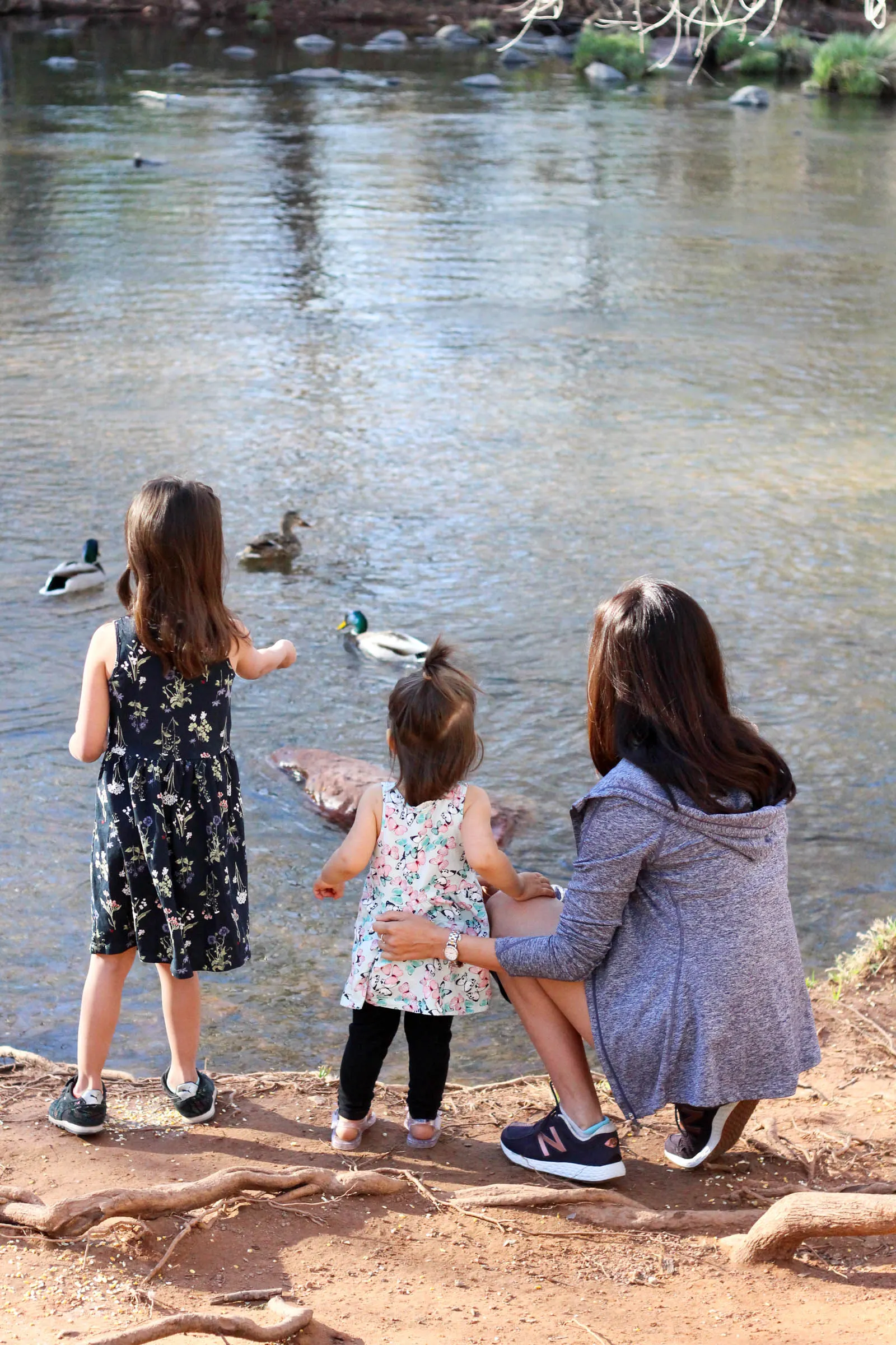 The girls and me feeding ducks at L’Auberge de Sedona