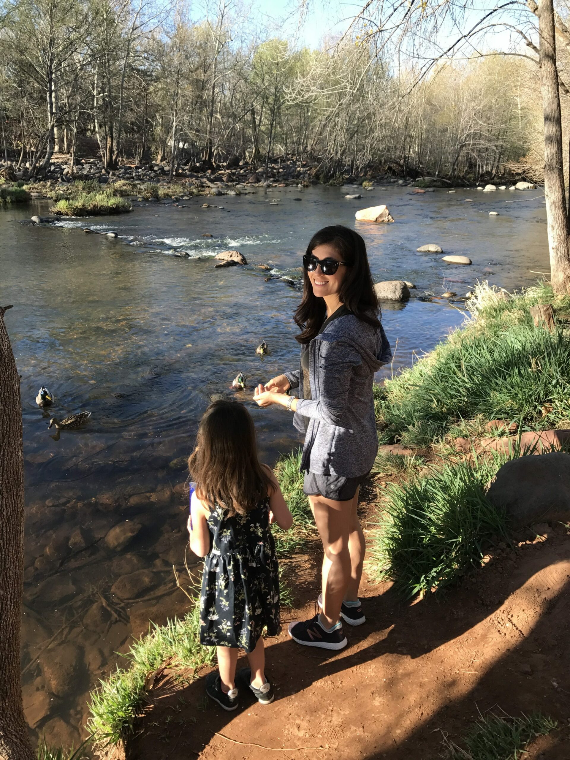 Liv and me feeding ducks