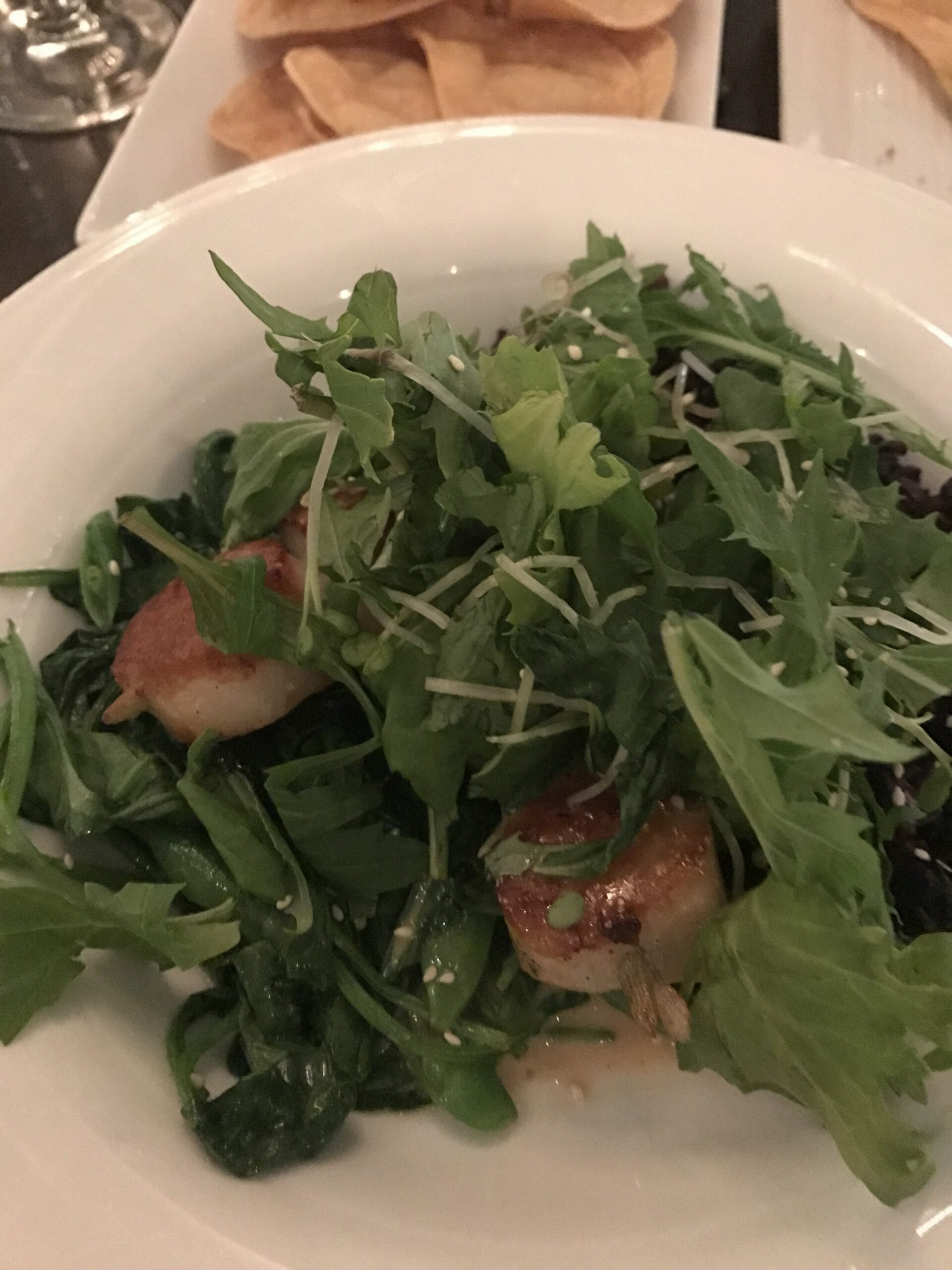 scallops and salad