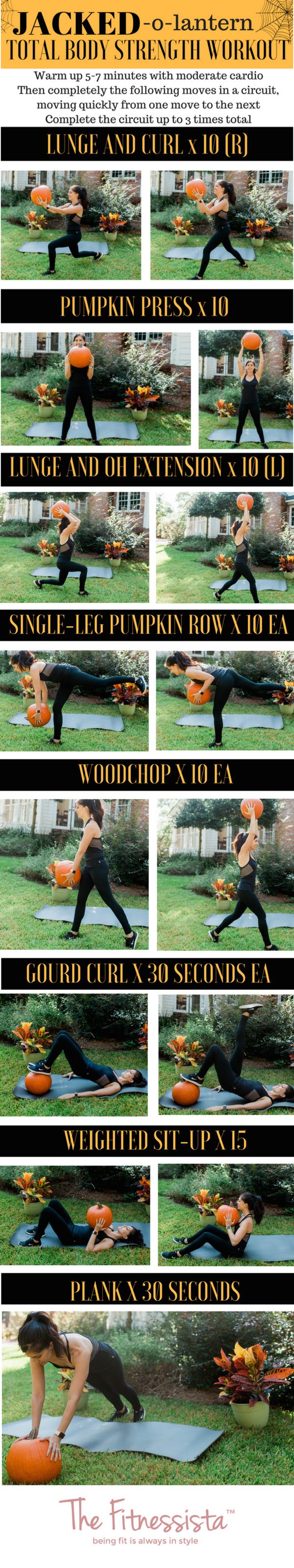 Jacked-o-Lantern total body strength workout using a pumpkin! fitnessista.com