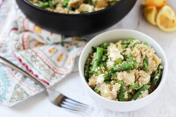 Spring artichoke asparagus quinoa salad